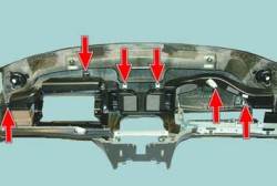 Снятие, разборка и установка панели приборов